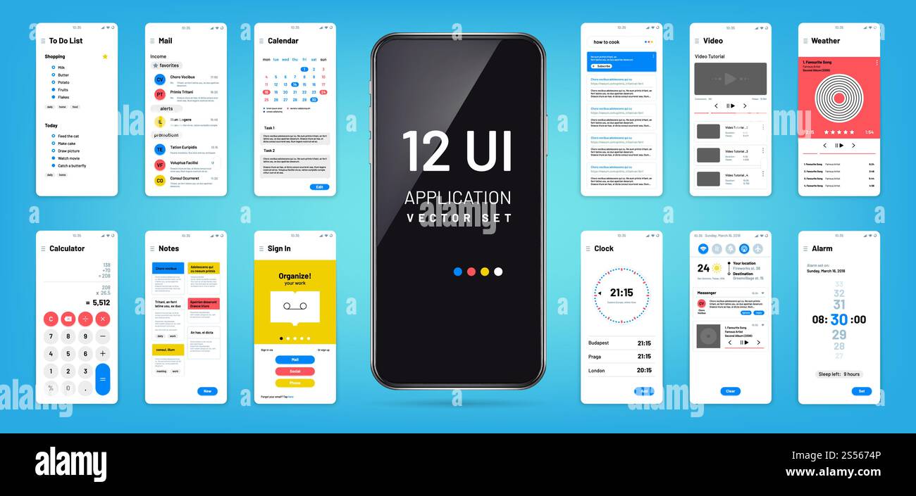Mobil app interface. Ui, ux screen wireframe templates. Touchscreen ...