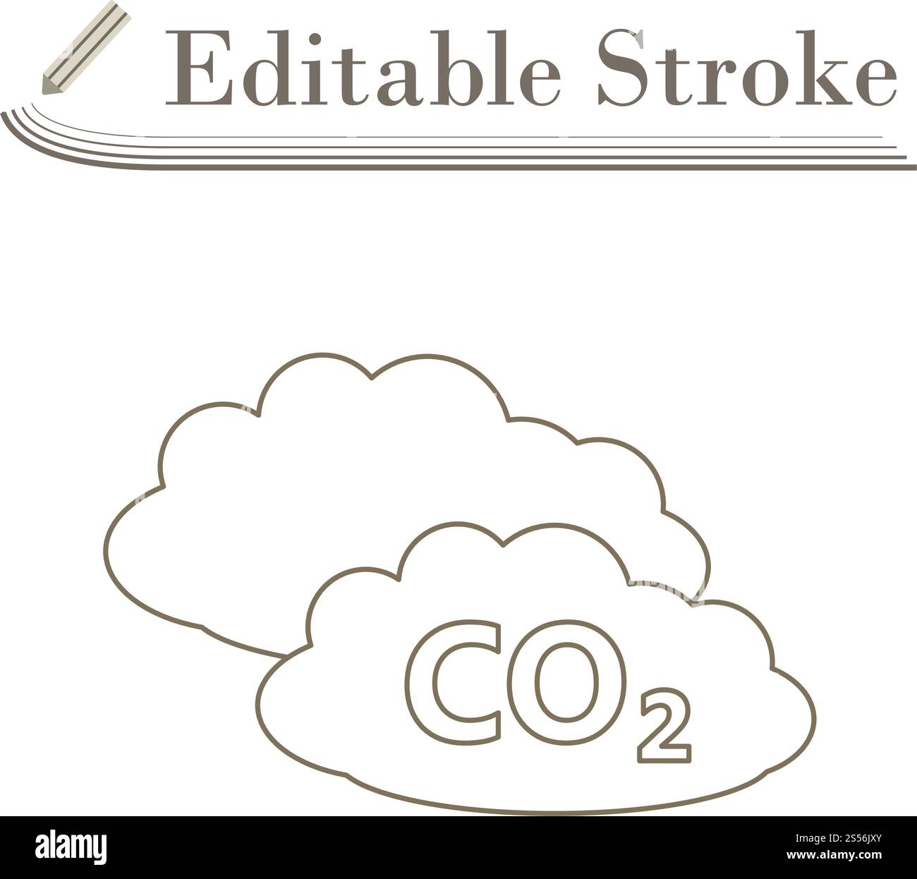 CO 2 Cloud Icon. Editable Stroke Simple Design. Vector Illustration. Stock Vector
