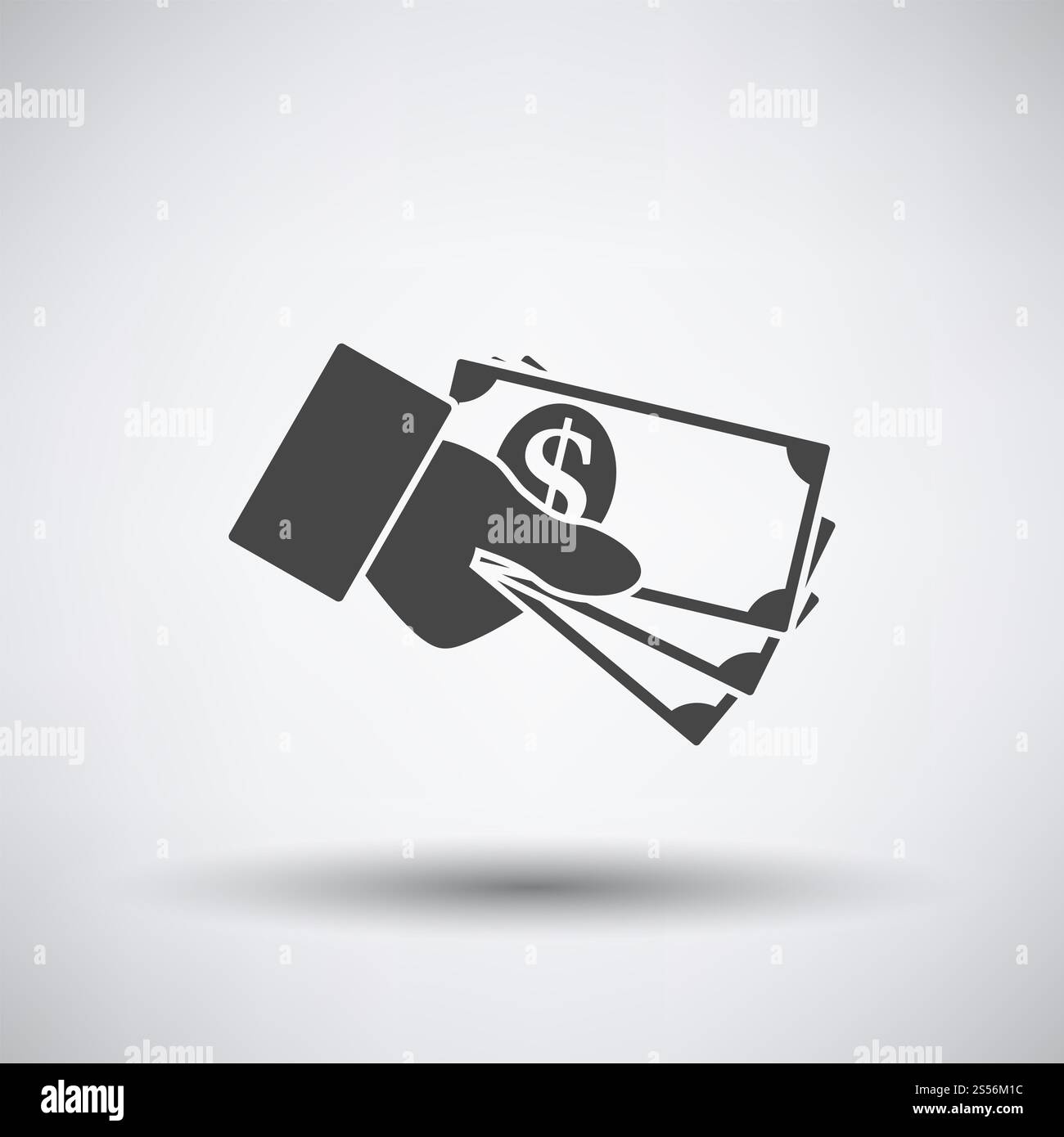 Hand Holding Money Icon. Dark Gray on Gray Background With Round Shadow ...