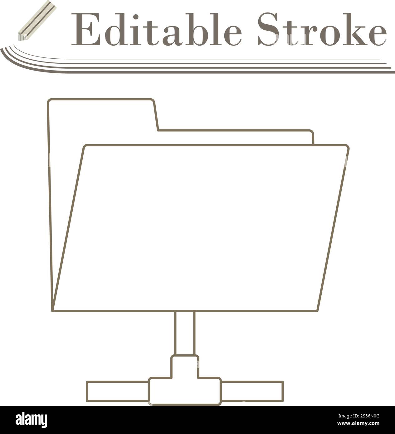 Shared Folder Icon. Editable Stroke Simple Design. Vector Illustration. Stock Vector