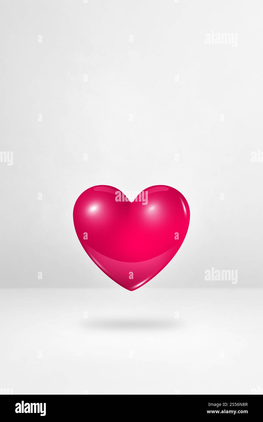 3D pink heart isolated on a white studio background. 3D illustration ...