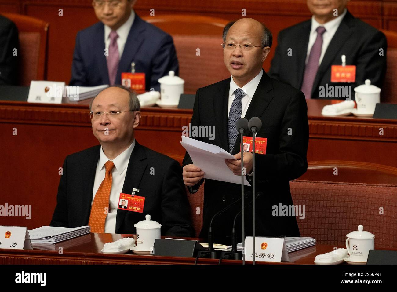 Yang Xiuling Chinese leader Li Xiuling, right, talks beside Beijing party secretary ...