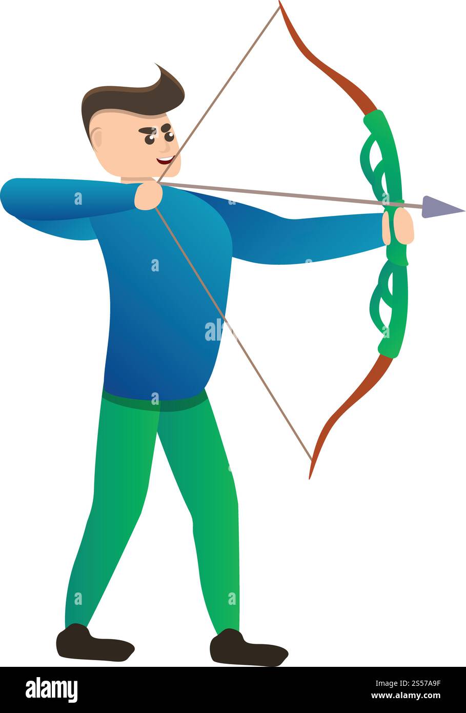 Man arch shooting icon. Cartoon of man arch shooting vector icon for web design isolated on white background. Man arch shooting icon, cartoon style Stock Vector