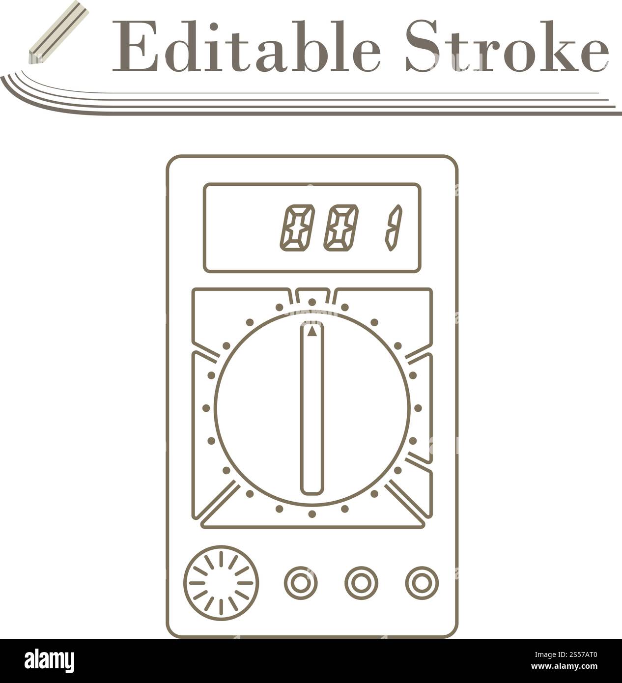 Multimeter Icon. Editable Stroke Simple Design. Vector Illustration. Stock Vector