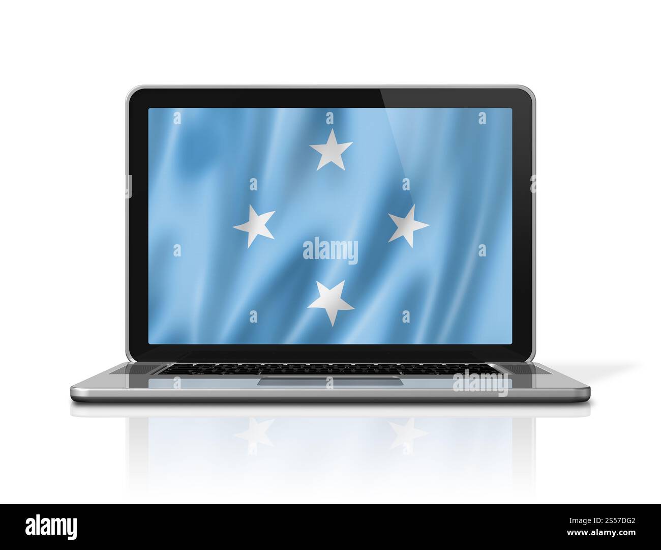Computer Screen Flags Micronesia flag on laptop screen isolated on white. 3D illustration ...