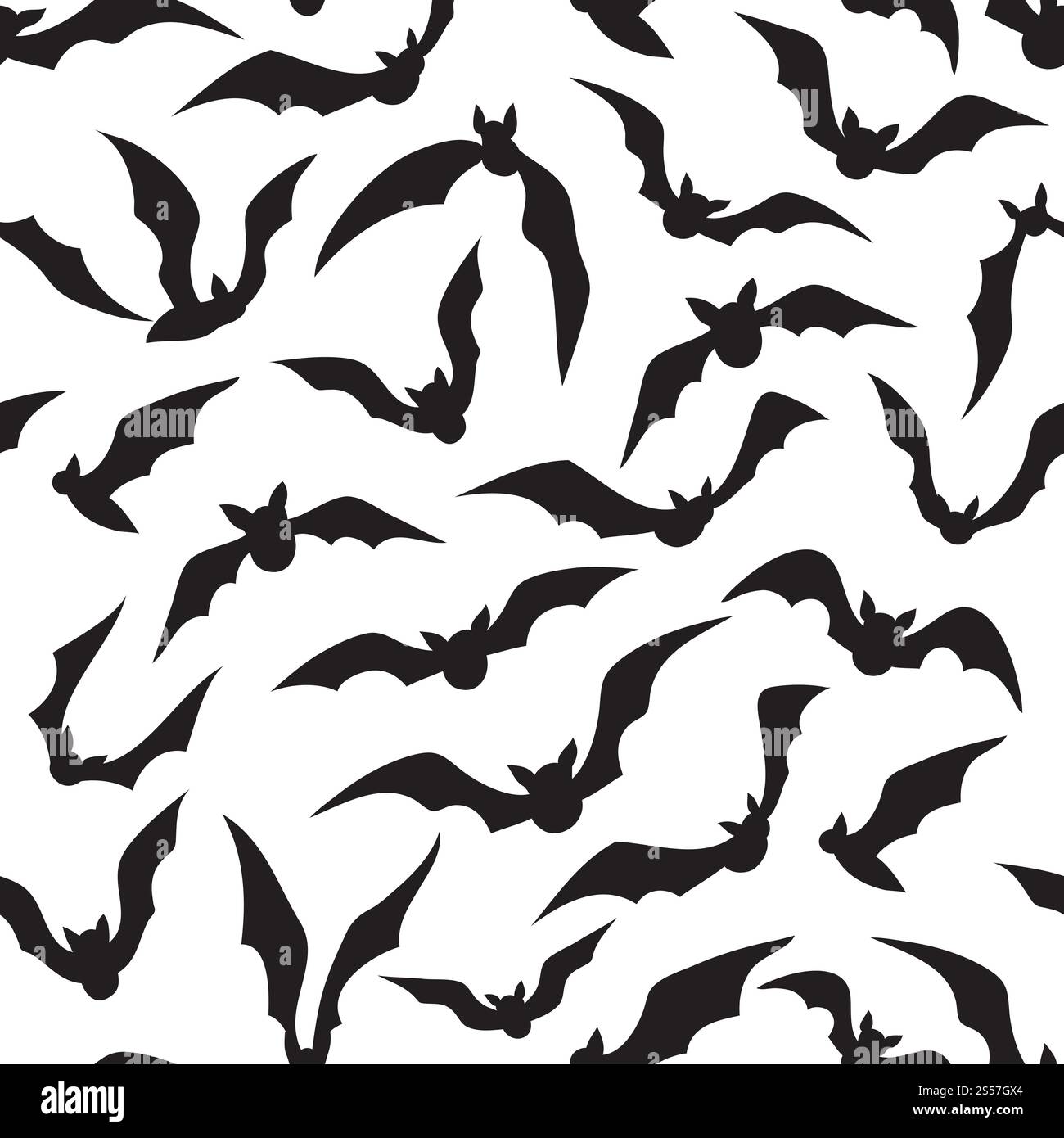 Scared Bat Pattern Halloween bat seamless pattern. Scary vampire animal silhouettes ...