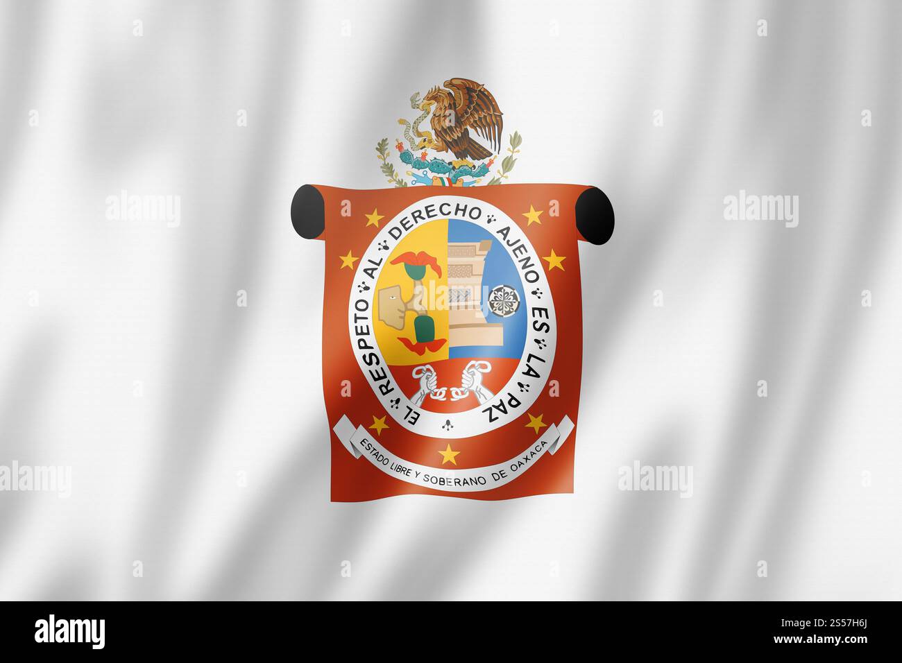 Oaxaca state flag, Mexico waving banner collection. 3D illustration