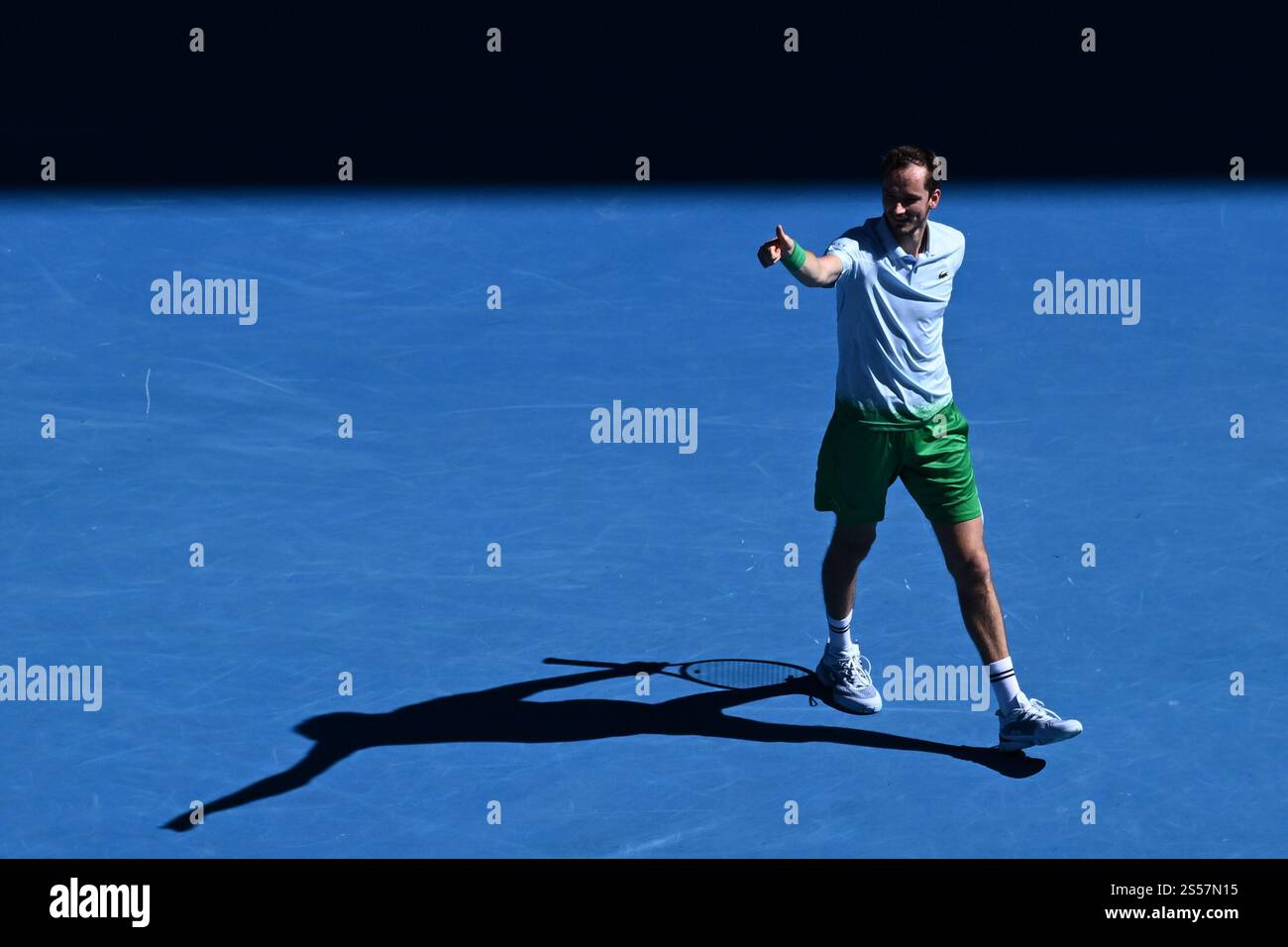 Daniil Medvedev of Russia reacts during his round 1 match against