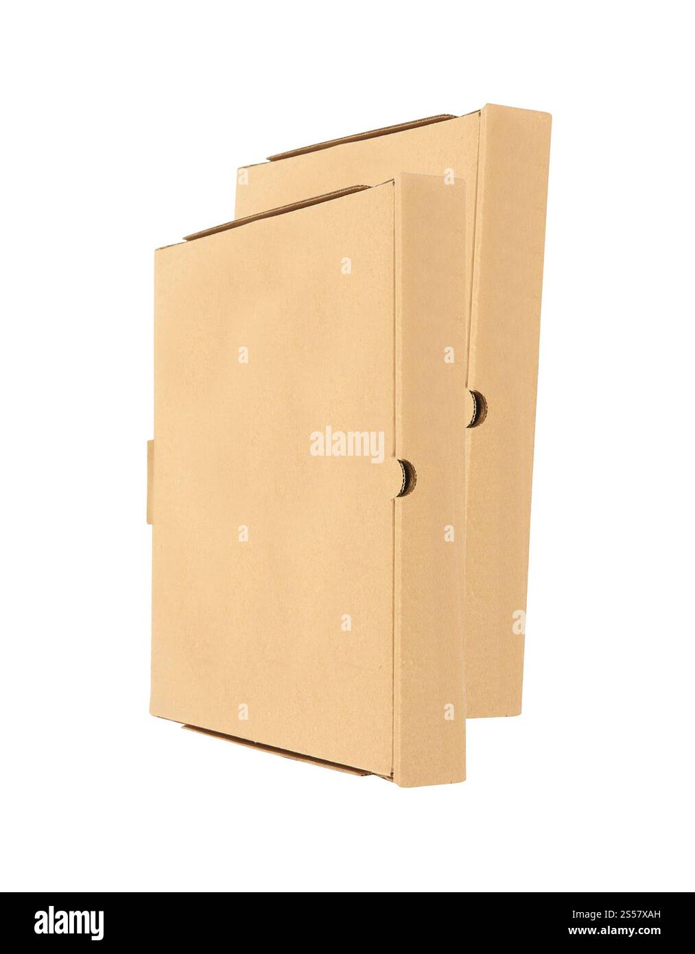 Two Pizza boxes isolated on white Stock Photo