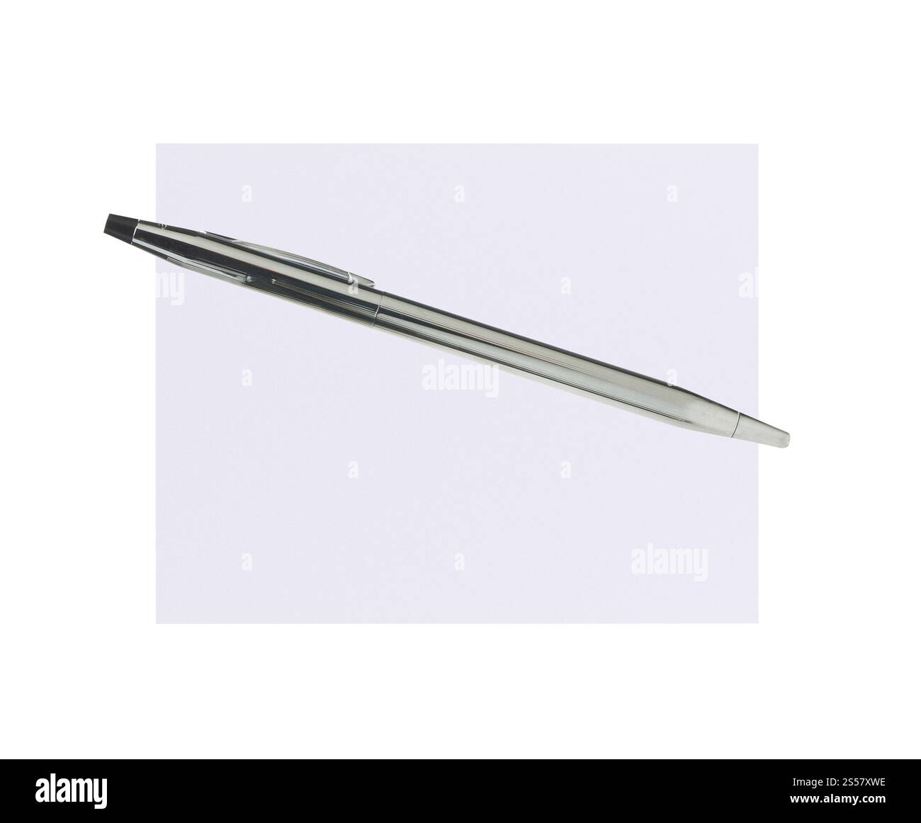 Blank paper with pen isolated on white background Stock Photo - Alamy