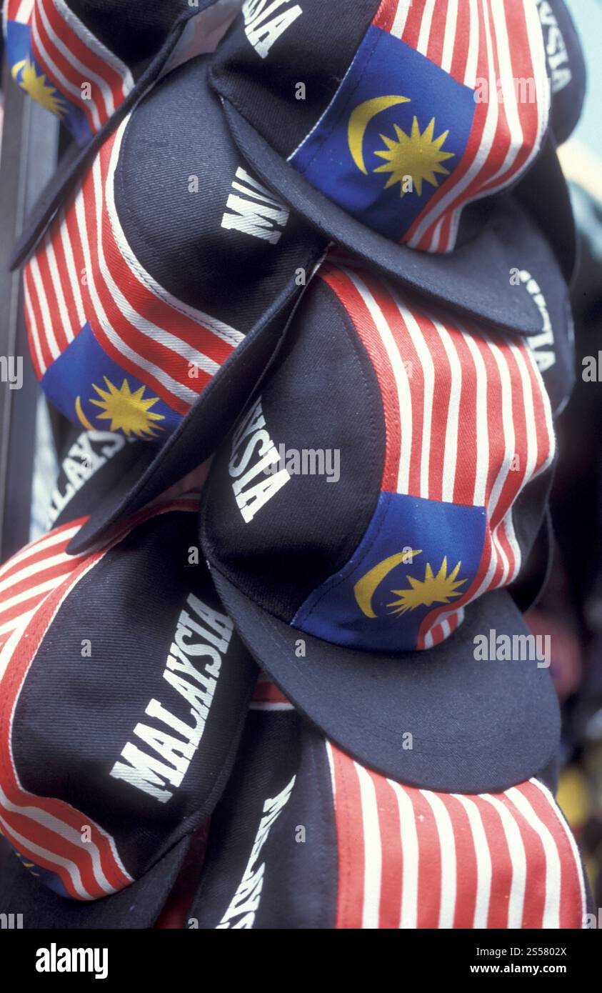 Caps with the Malaysian flag at the Malaysian National Day or Hari ...