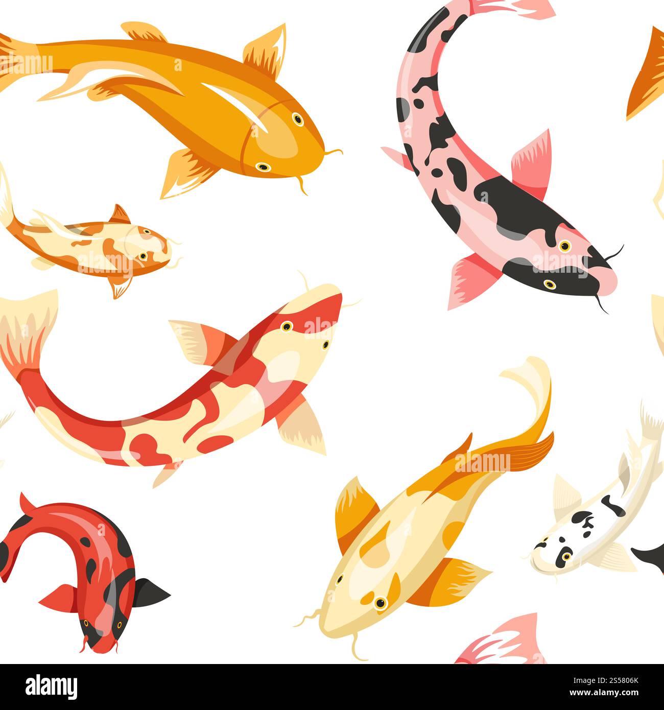 Fish exotic cold blooded animals seamless pattern vector. Different ...