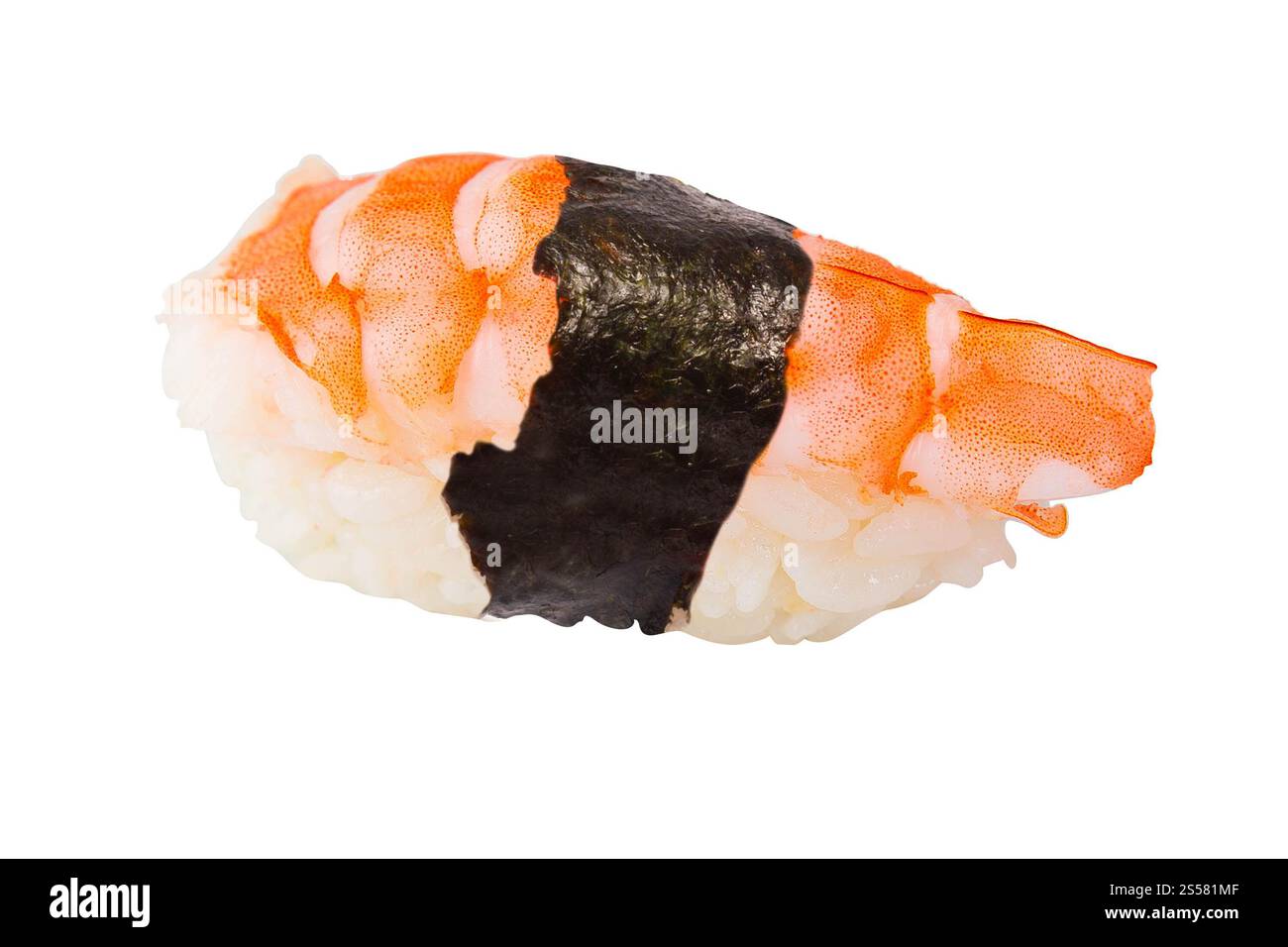 japanese cuisine. sushi shrimp on white background. japanese cuisine. sushi shrimp Stock Photo