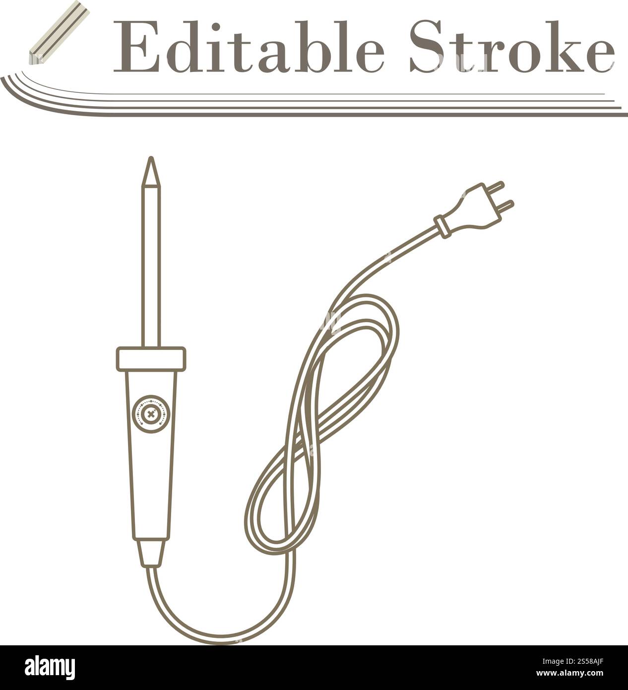 Soldering Iron Icon. Editable Stroke Simple Design. Vector Illustration. Stock Vector