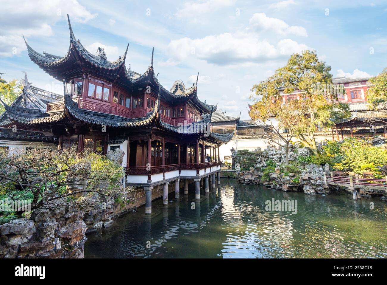 Shanghai, China. January 8, 2025. Internbal view of the architectures in the Yu garden, built in Jiang period of Ming Dynasty (1559). Stock Photo