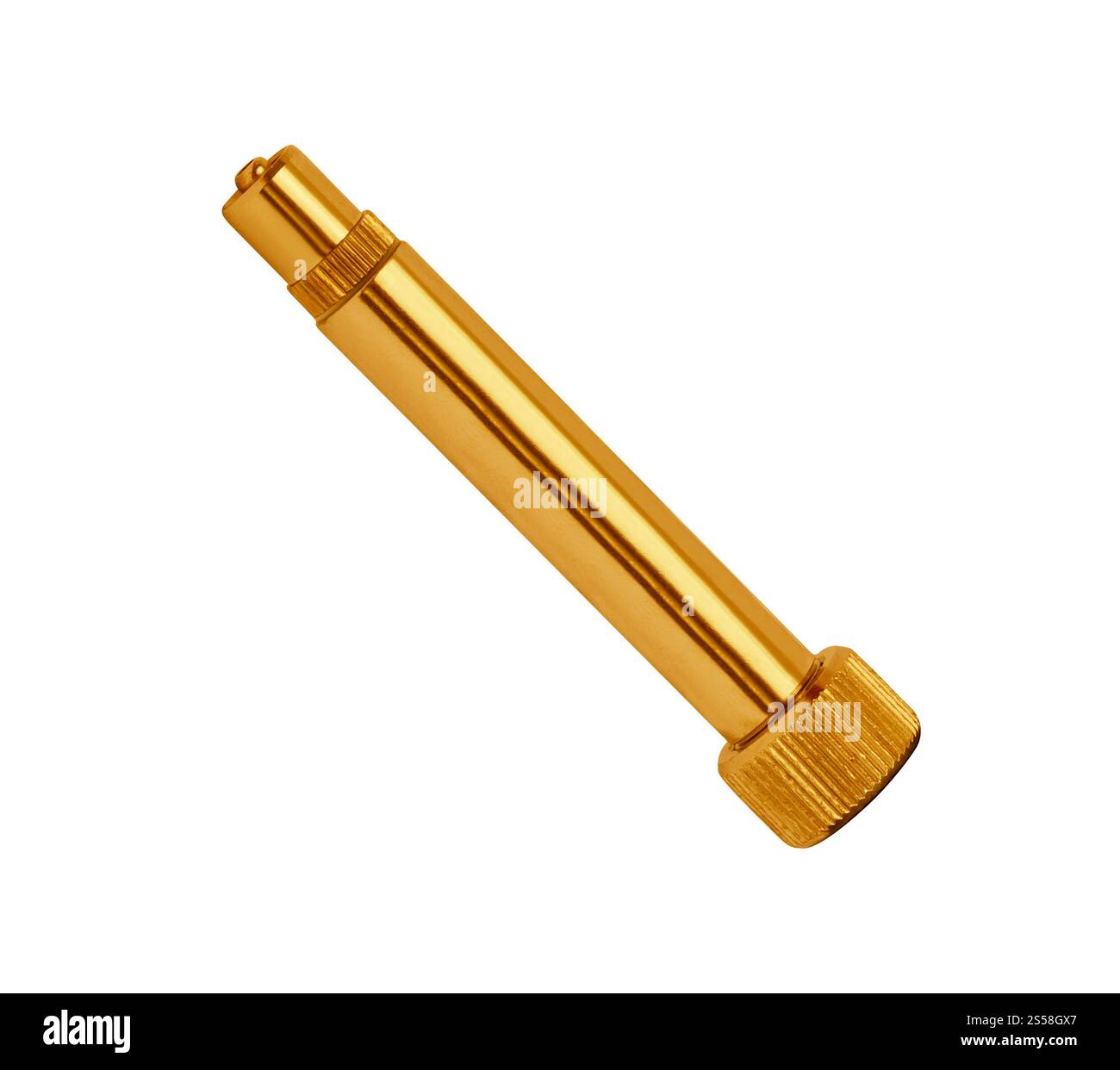 Metal tire valve isolated Stock Photo