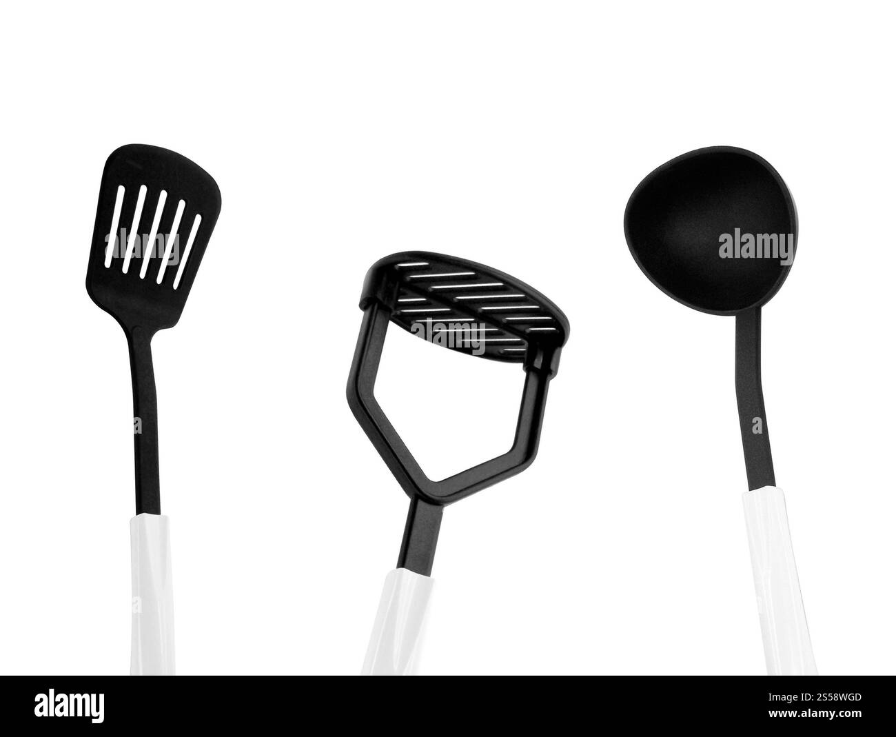 black kitchen utensils isolated on white. black kitchen utensils Stock ...