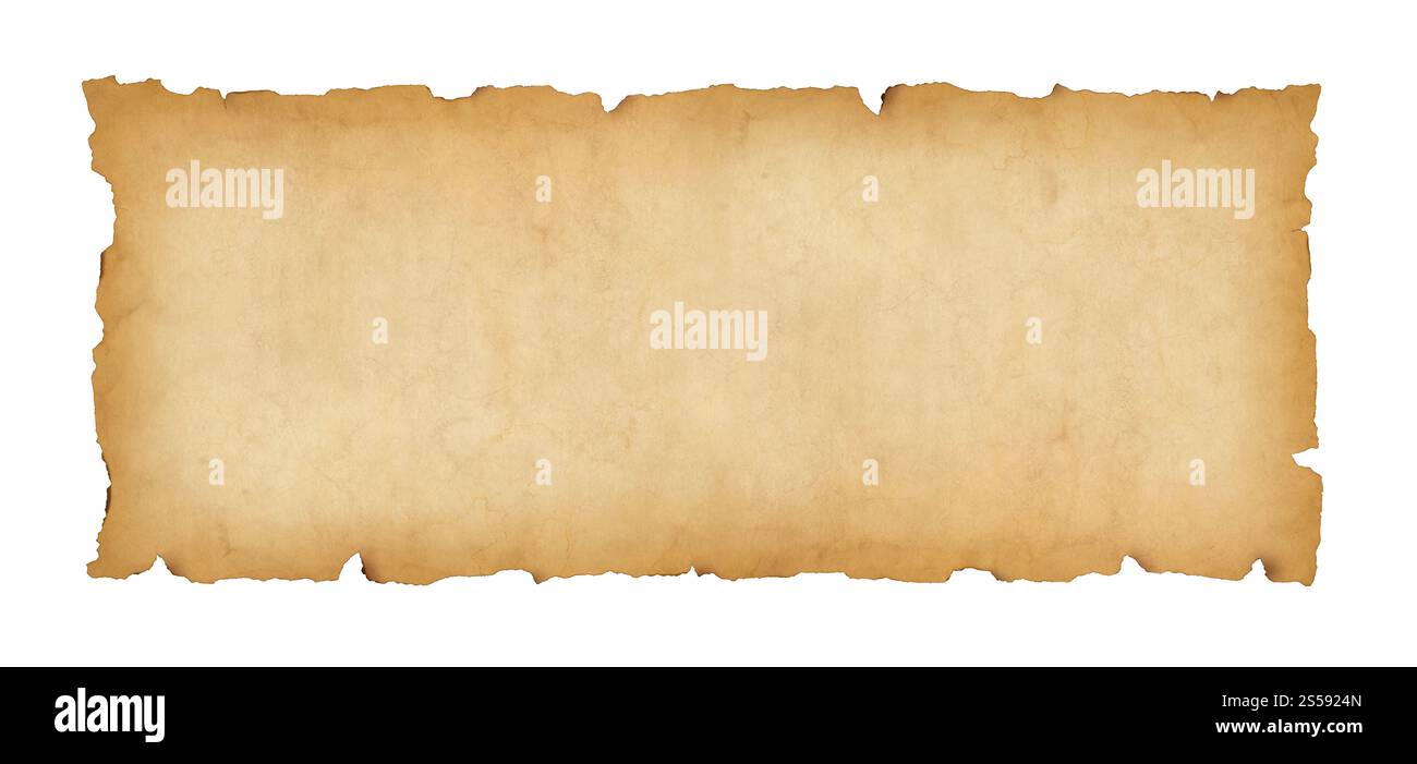 Old paper horizontal banner. Parchment scroll isolated on white ...