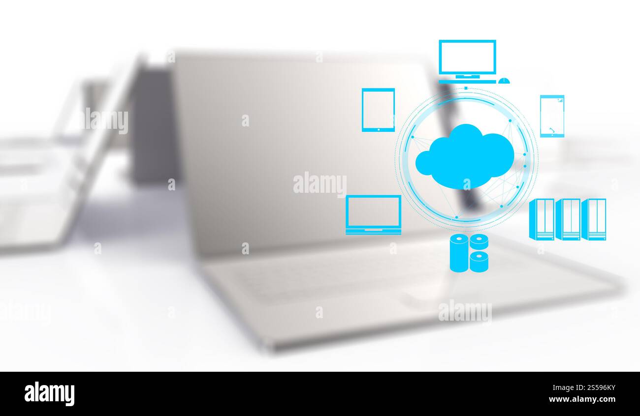 a Cloud Computing diagram on the new computer interface as concept ...
