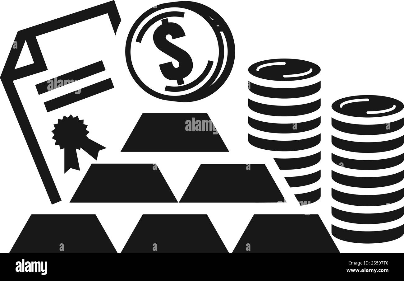 Gold money bank icon. Simple illustration of gold money bank vector ...