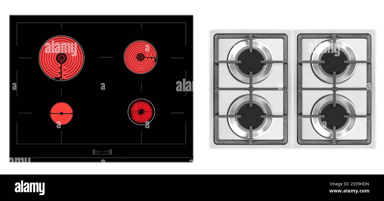 electric cooker isolated on white background. electric and gas-cooker Stock Photo