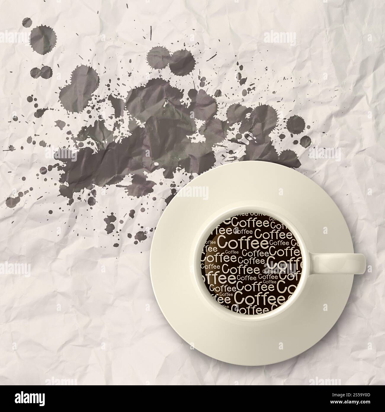 coffee spilling out of a cup 3d as vintage style concept Stock Photo