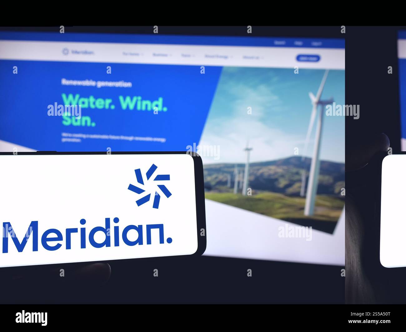 Meridan Rafter Logo Meridian energy logo hi-res stock photography and images - Alamy