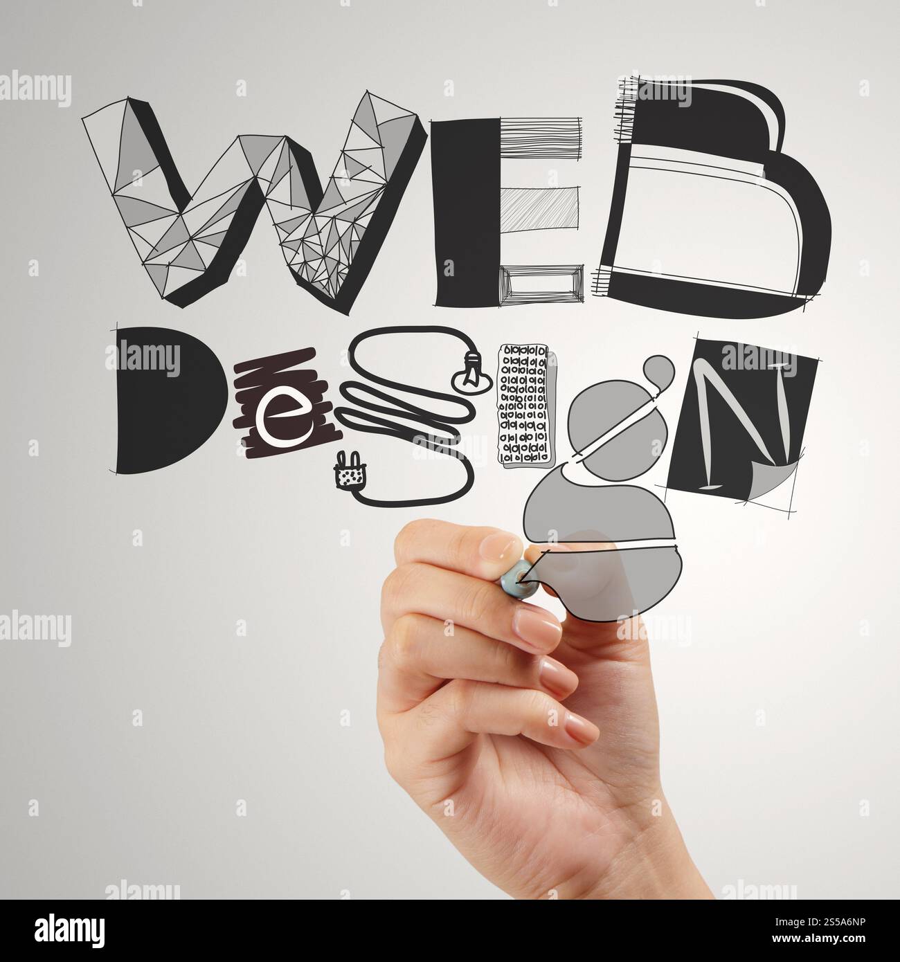 business man hand drawing web design diagram as concept Stock Photo