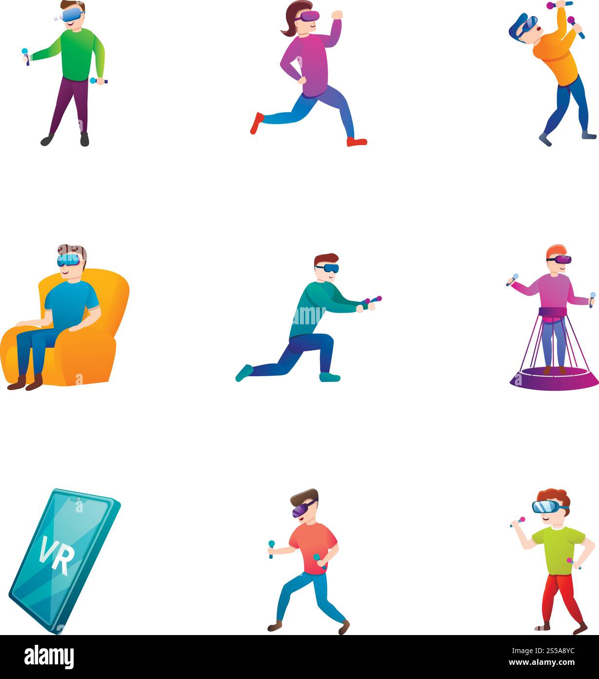 Vr headset icon set. Cartoon set of 9 vr headset vector icons for web ...
