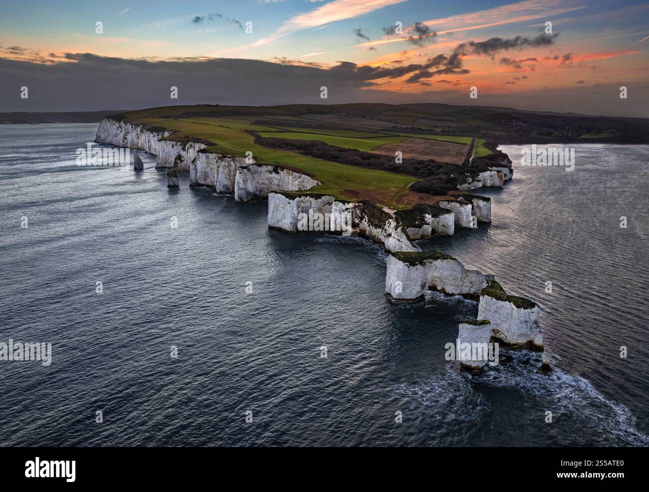Studland Dorset UK Aerial View Of Old Harry Rocks White Cliffs At Studland Dorset UK Aerial View Of Old Harry Rocks White Cliffs At