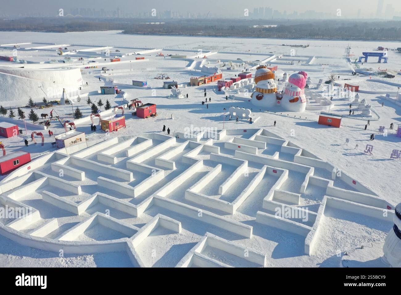 Aerial photo shows an ice and snow park in Harbin City, northeast China