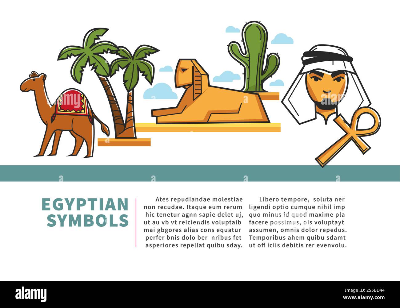 Egypt travel agency or tourism poster of Egyptian landmark symbols and ...