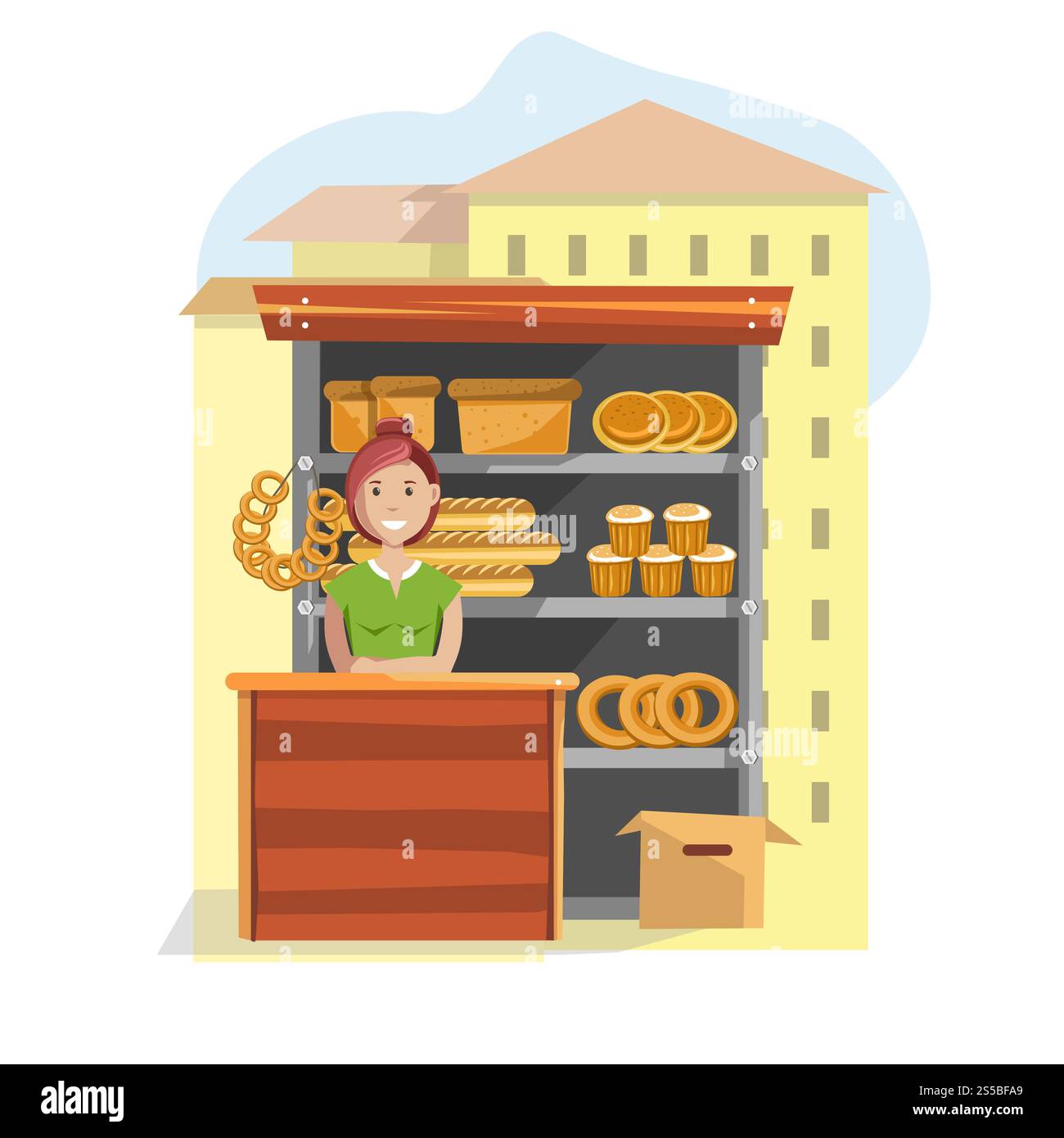 Female vendor on cake Stock Vector Images - Alamy