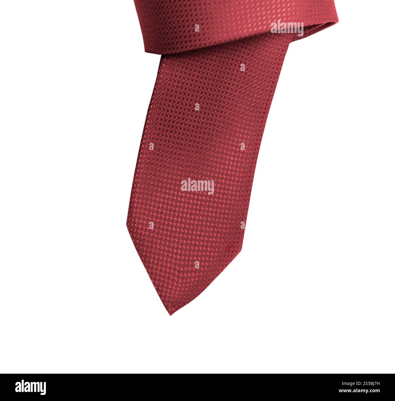 Red tie close up on white background Stock Photo