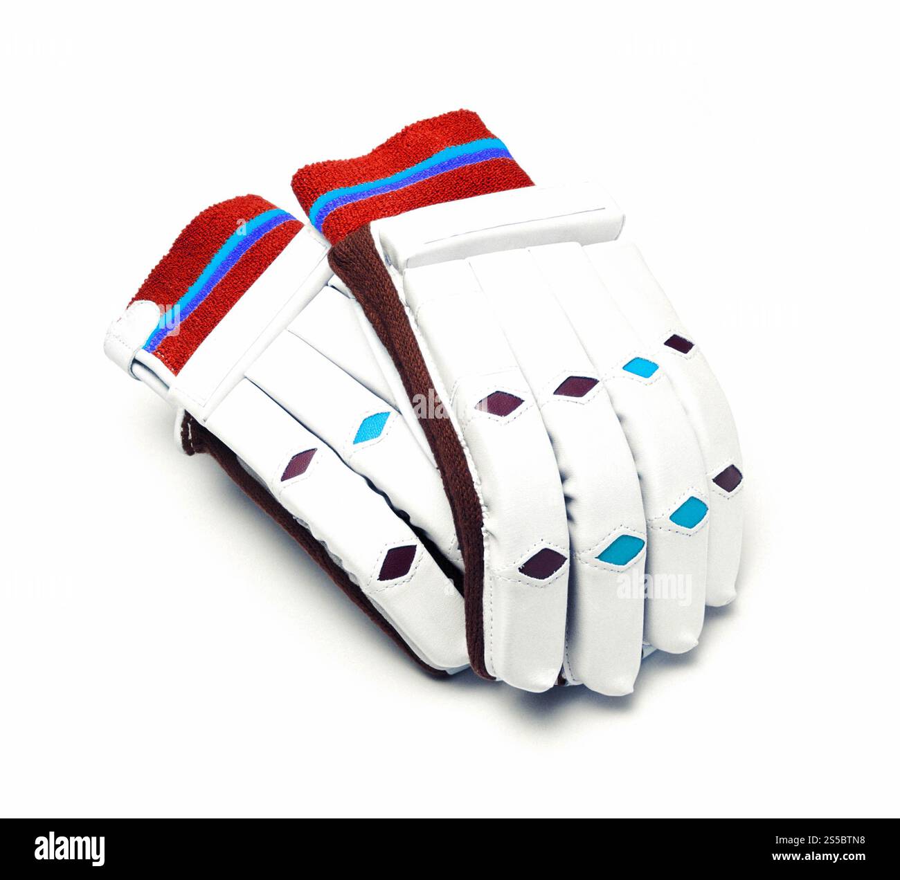 Gloves of the goalkeeper isolated on white background. Gloves of the goalkeeper Stock Photo