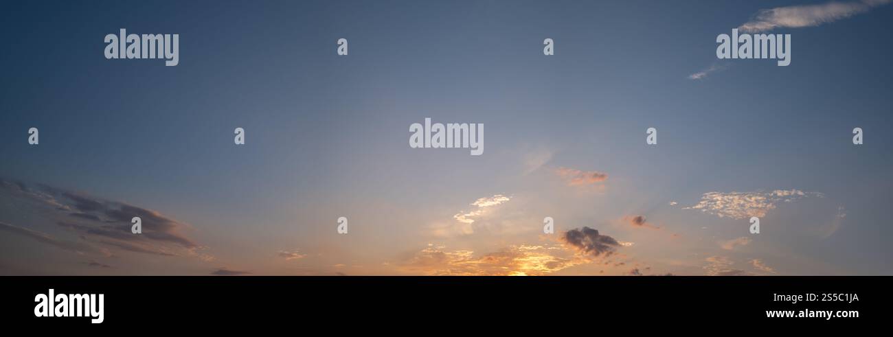 Summer sunset sky with clouds panorama background Stock Photo - Alamy