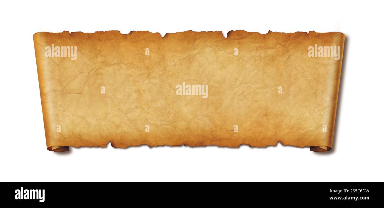Old paper horizontal banner. Parchment scroll isolated on white ...