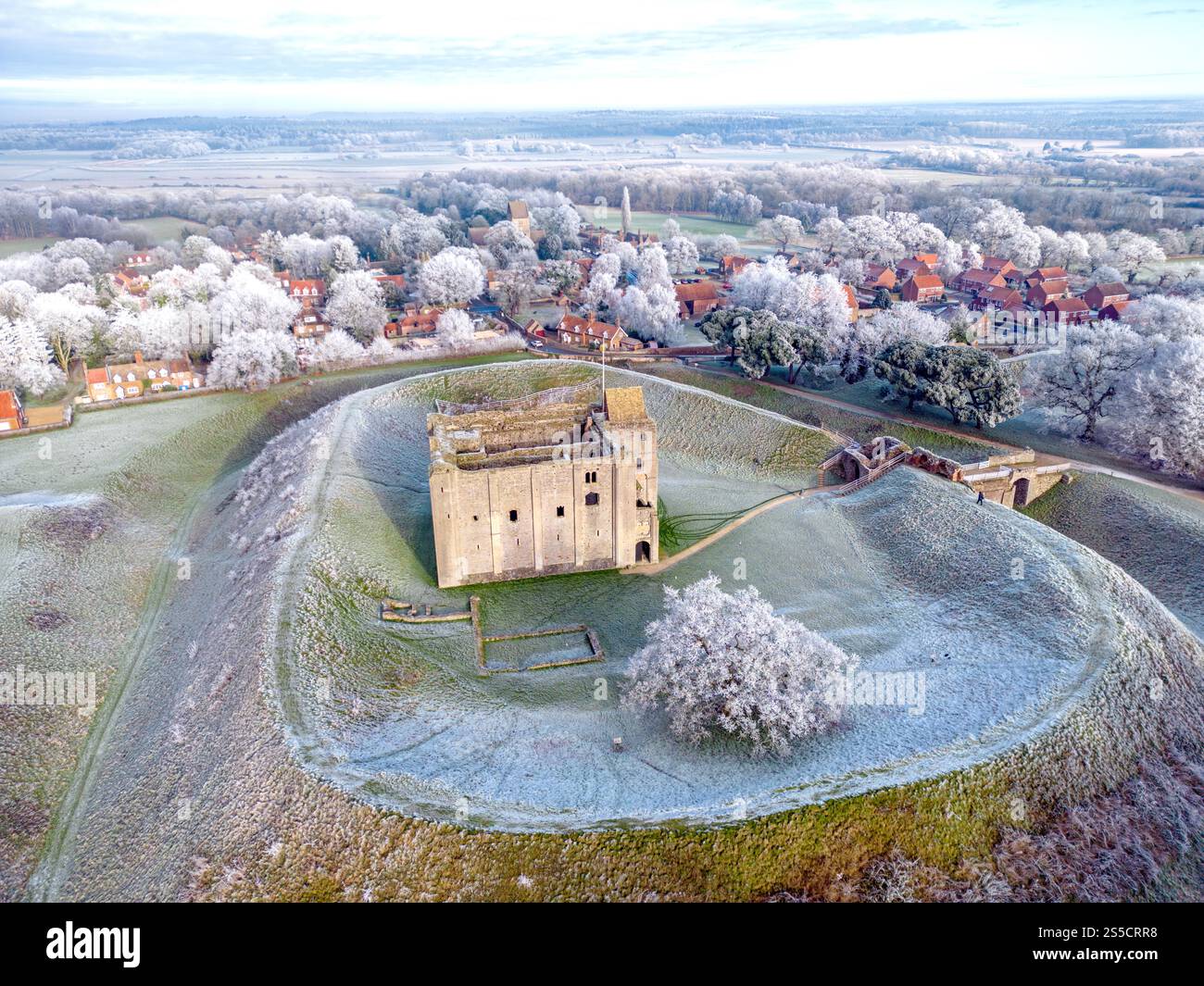 The ruins of Castle Rising are surrounded by frost at Castle Rising ...