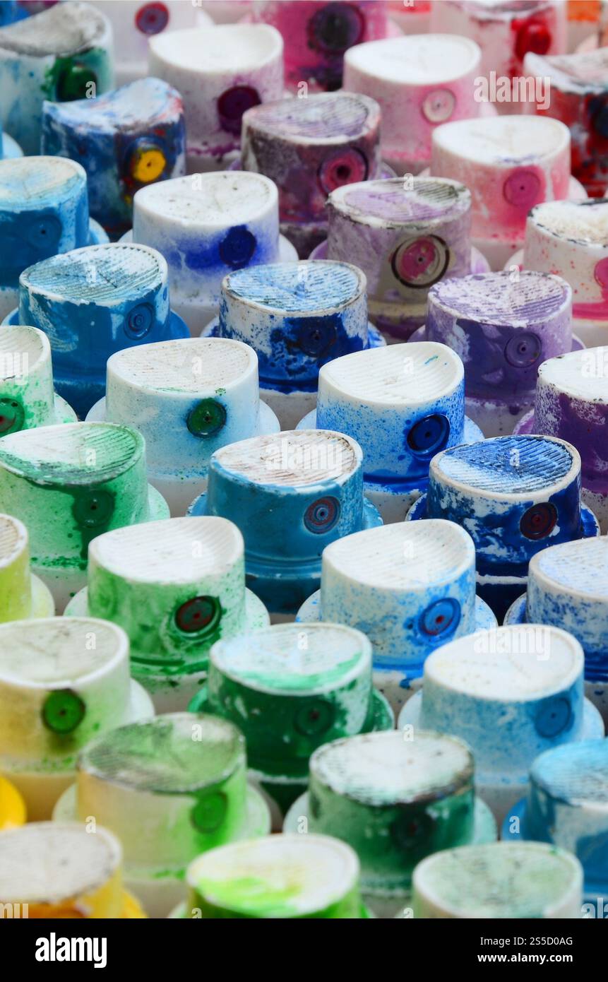 A pattern from a many nozzles from a paint sprayer for drawing graffiti ...