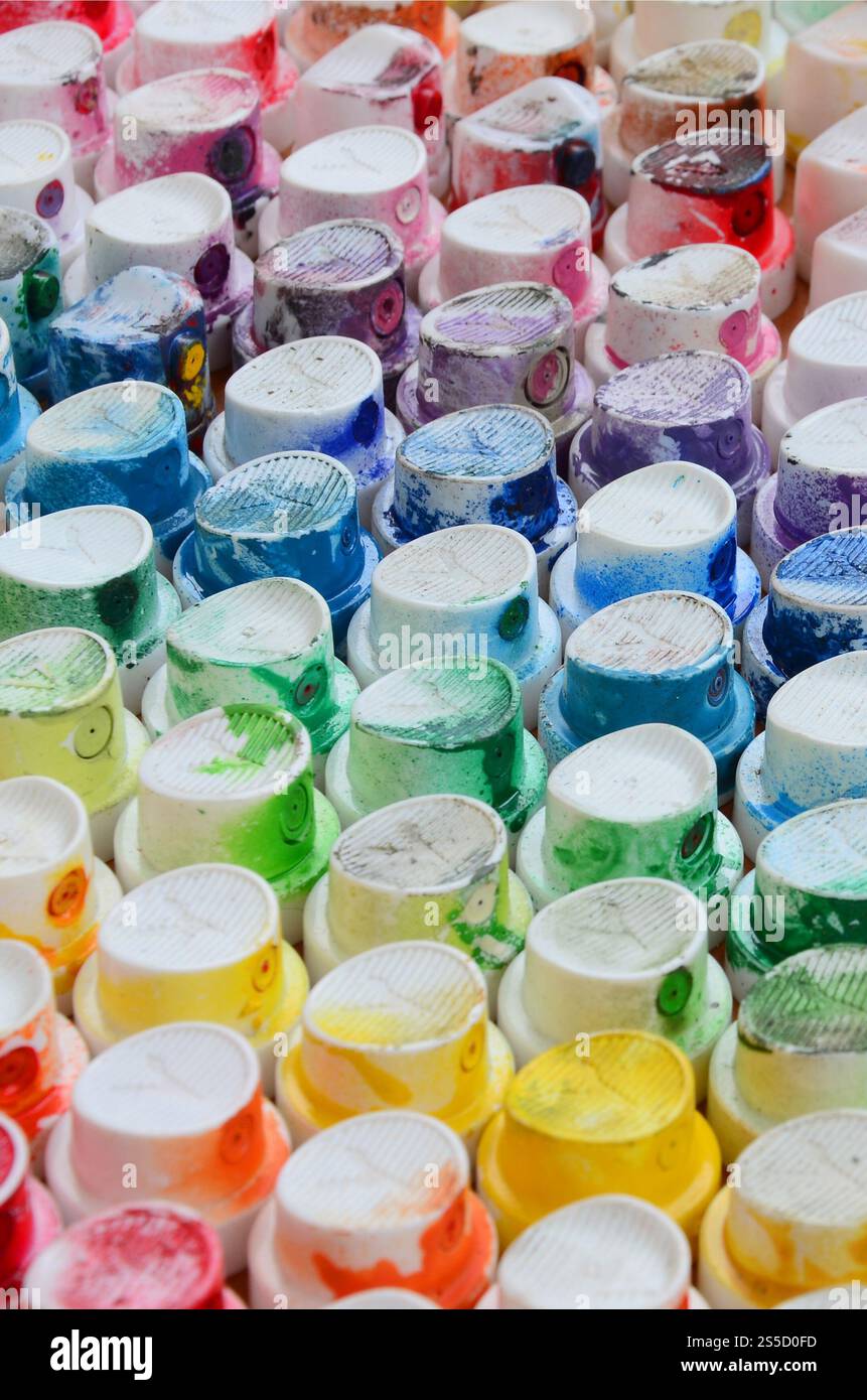 A pattern from a many nozzles from a paint sprayer for drawing graffiti ...