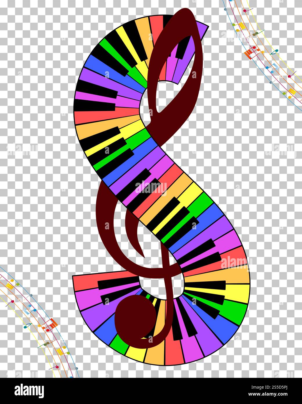 Abstract Musical Theme. Transparency Grid Background Design. Vector Illustration. Stock Vector