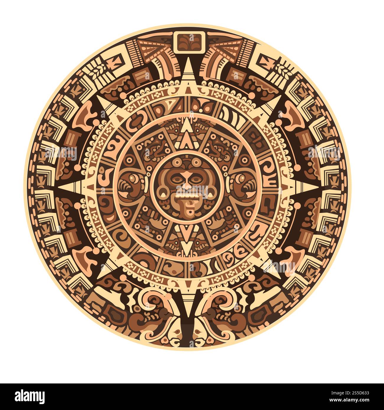 Maya Calendar Of Mayan Or Aztec Hieroglyph Signs And Symbols Vector Isolated Round Circle Maya Maya Calendar Of Mayan Or Aztec Hieroglyph Signs And Symbols Vector Isolated Round Circle Maya