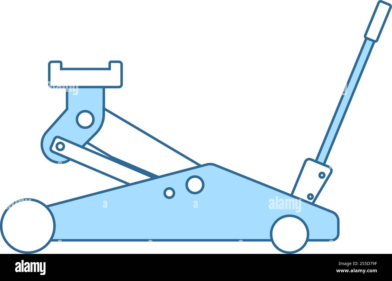 Hydraulic Jack Icon. Thin Line With Blue Fill Design. Vector ...