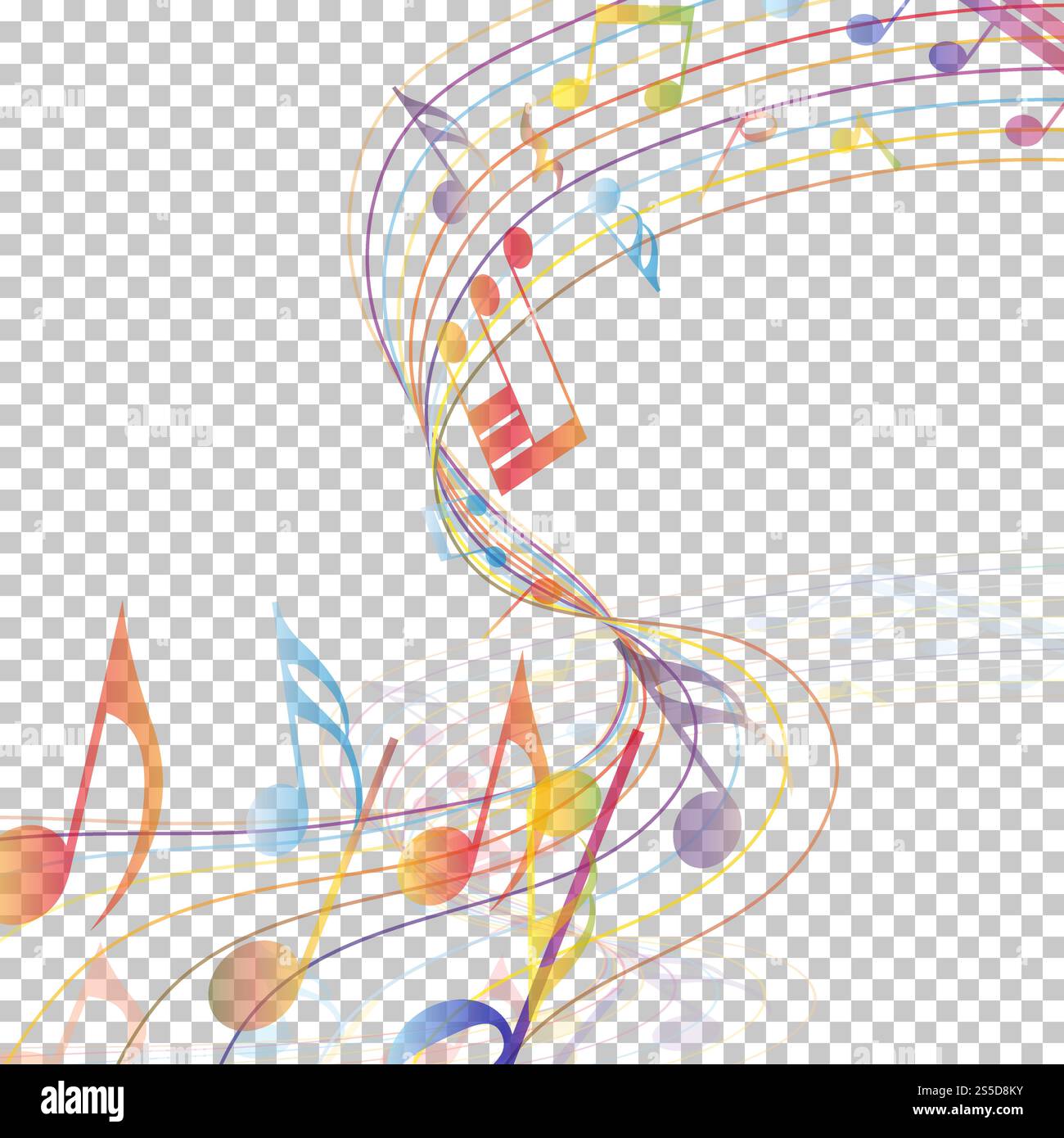 Abstract Musical Theme. Transparency Grid Background Design. Vector Illustration. Stock Vector