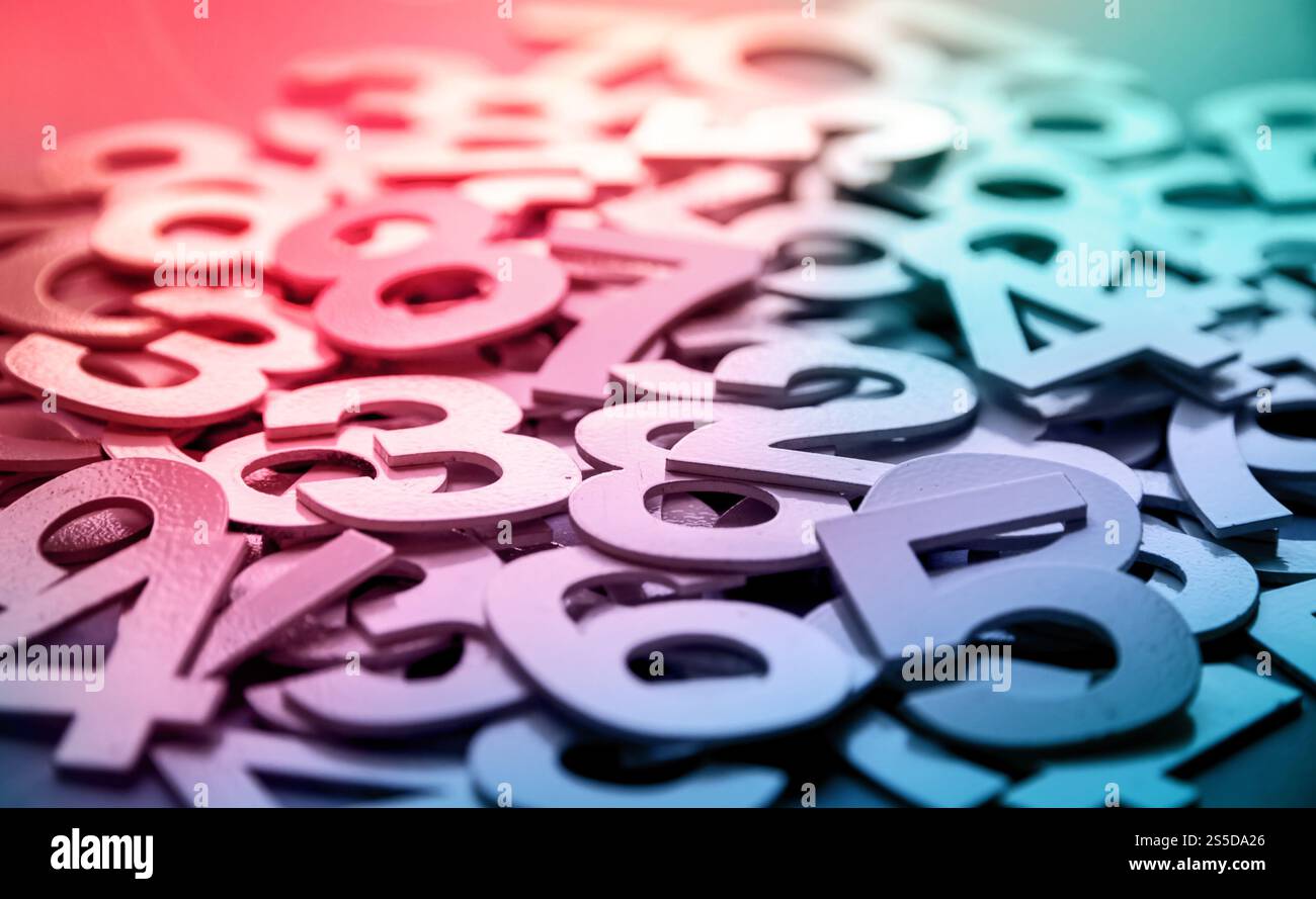 Mathematics abstract background made with solid numbers - Closeup view. Mathematics abstract background made with solid numbers Stock Photo