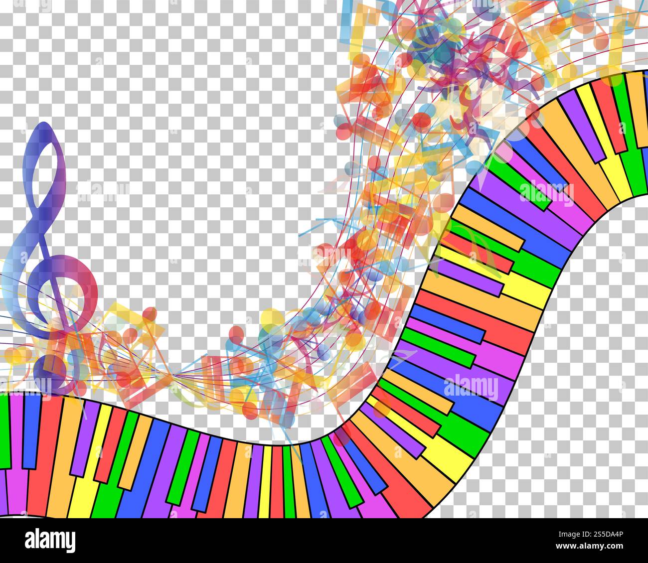 Abstract Musical Theme. Transparency Grid Background Design. Vector Illustration. Stock Vector