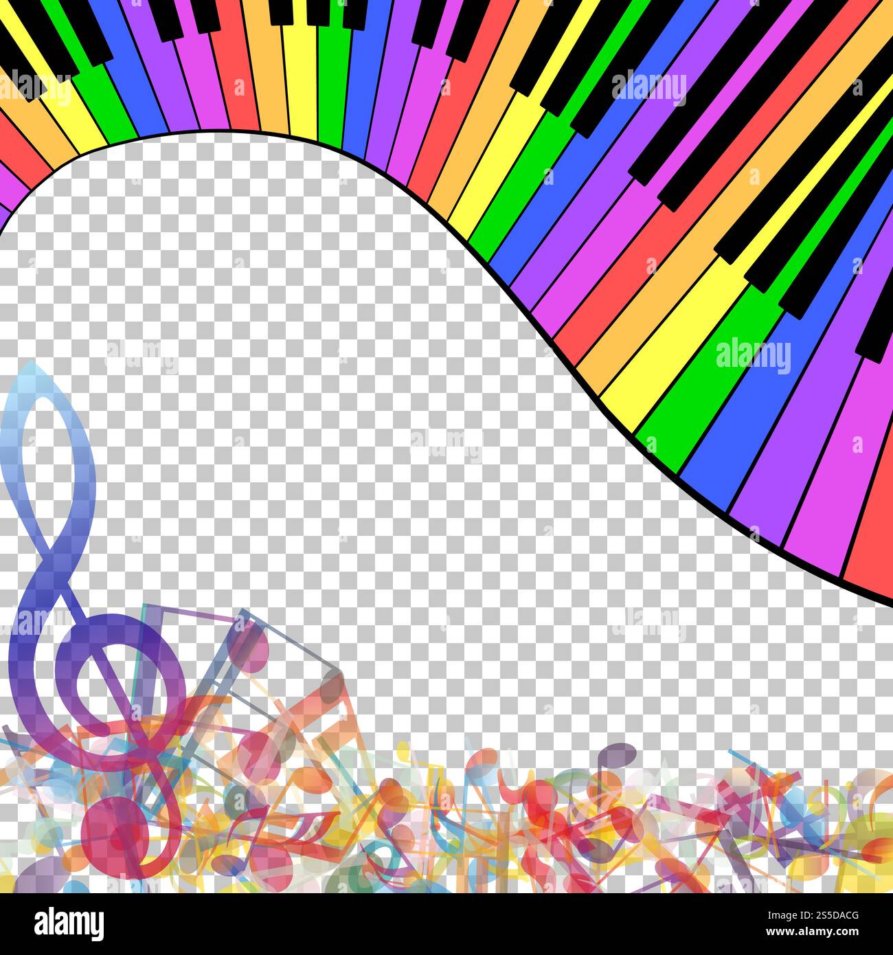 Abstract Musical Theme. Transparency Grid Background Design. Vector Illustration. Stock Vector