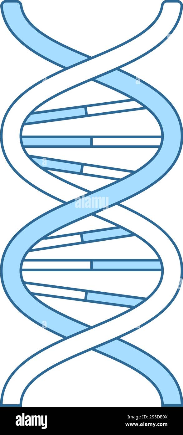DNA Icon. Thin Line With Blue Fill Design. Vector Illustration. Stock Vector