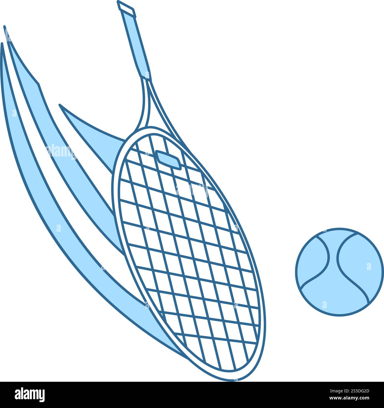 Tennis Racket Hitting A Ball Icon. Thin Line With Blue Fill Design ...