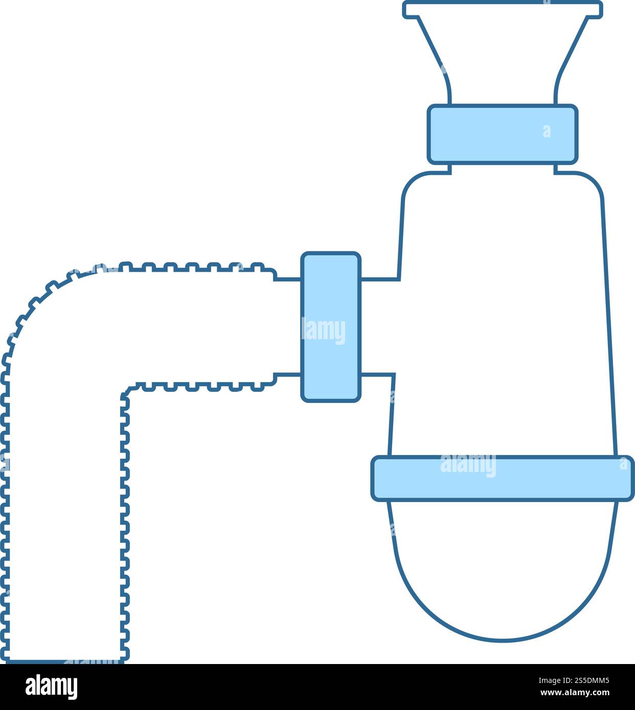 Bathroom Siphon Icon. Thin Line With Blue Fill Design. Vector Illustration. Stock Vector